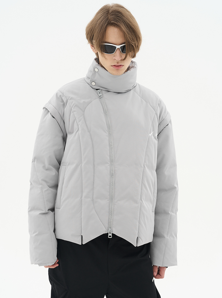 Harsh and Cruel Asymmetrical Zipper Stitched Padded Jacket