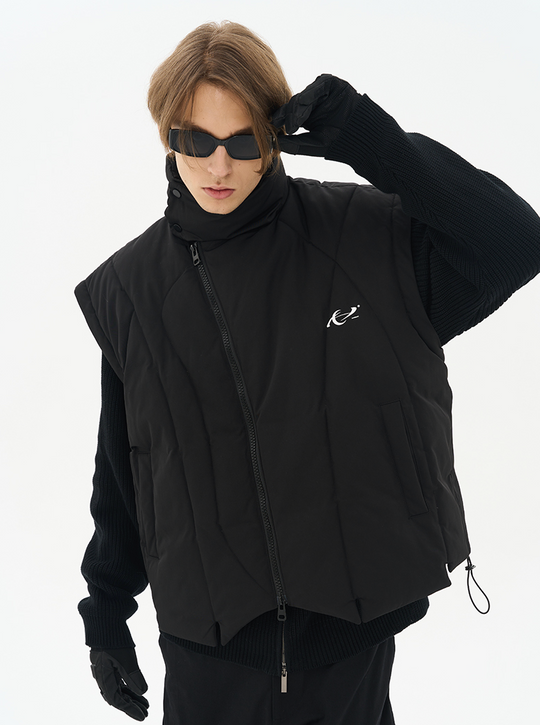 Harsh and Cruel Asymmetrical Zipper Stitched Padded Jacket