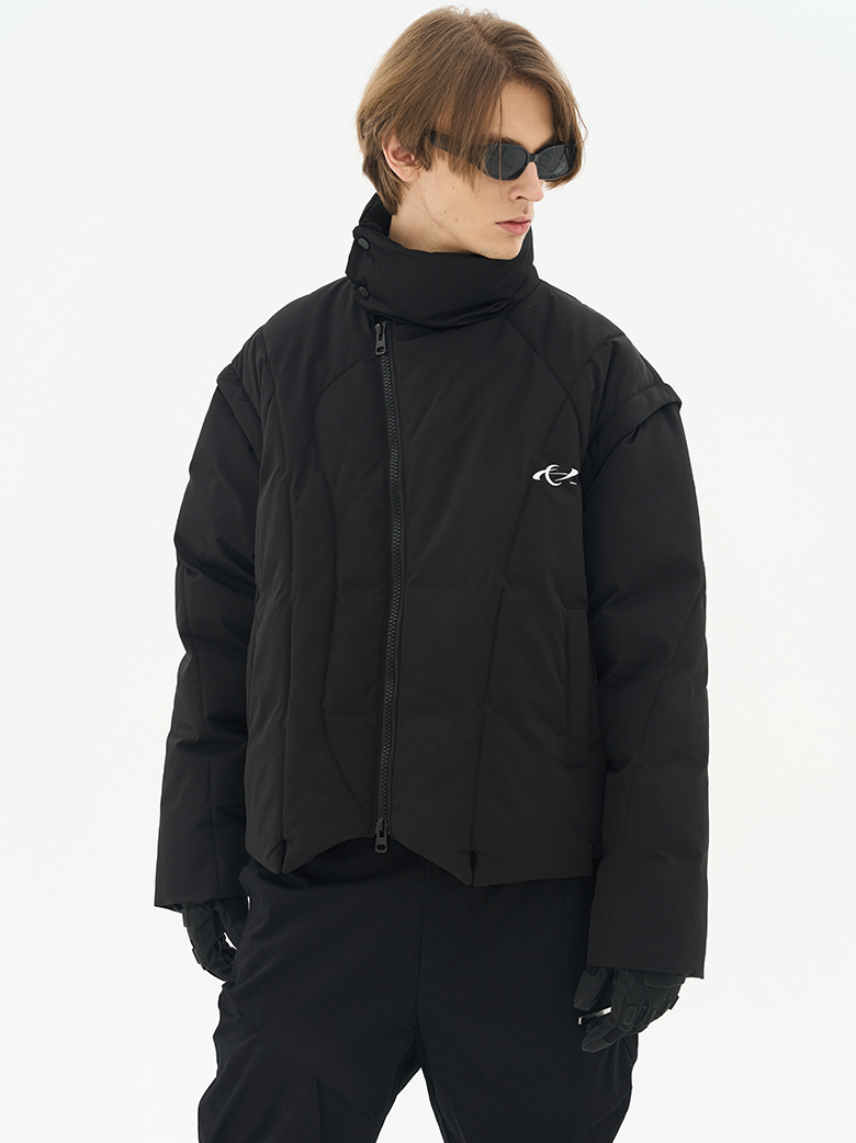 Harsh and Cruel Asymmetrical Zipper Stitched Padded Jacket