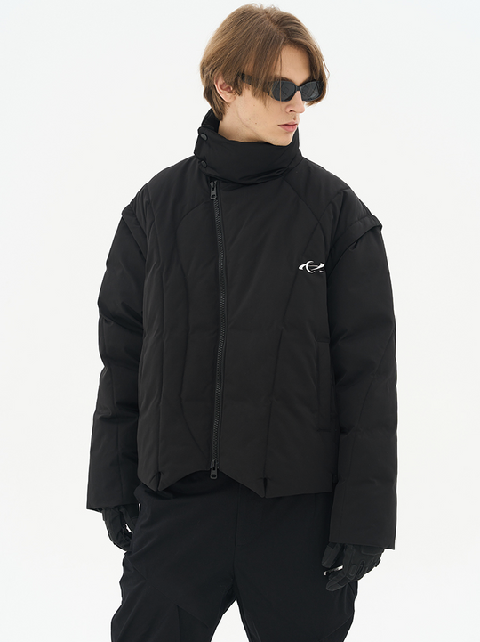 Harsh and Cruel Asymmetrical Zipper Stitched Padded Jacket