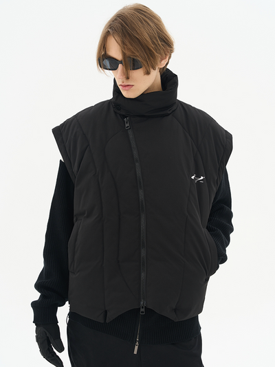 Harsh and Cruel Asymmetrical Zipper Stitched Padded Jacket