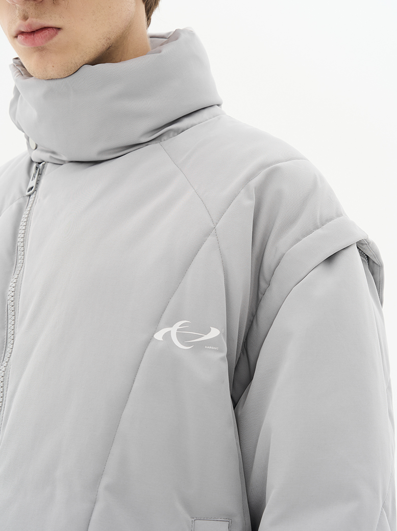 Harsh and Cruel Asymmetrical Zipper Stitched Padded Jacket