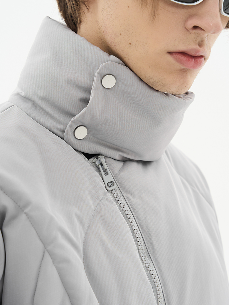 Harsh and Cruel Asymmetrical Zipper Stitched Padded Jacket