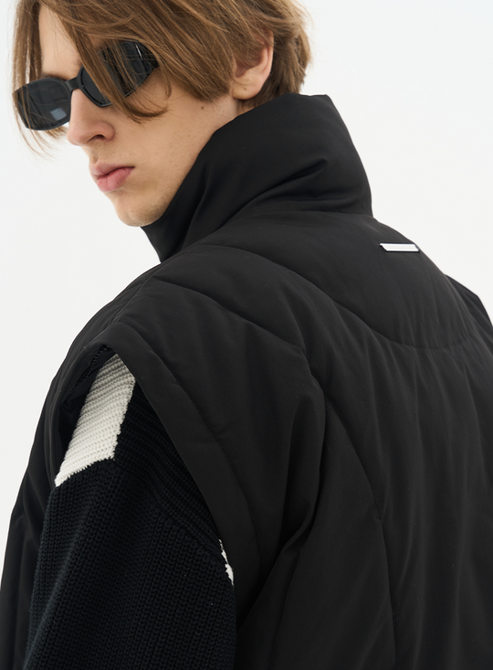 Harsh and Cruel Asymmetrical Zipper Stitched Padded Jacket