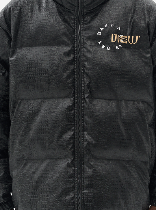 Harsh and Cruel Cartoon Face Faux Crocodile Leather Jacket