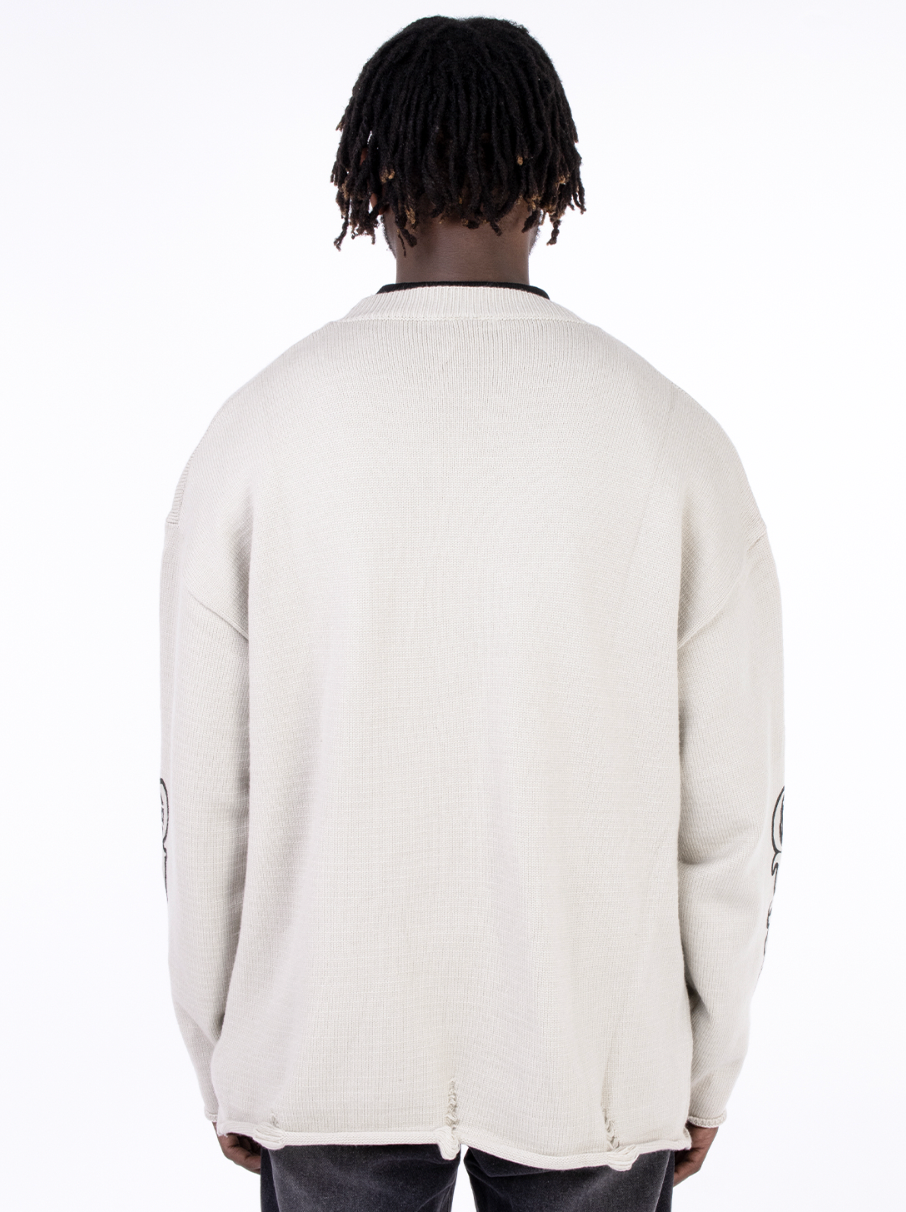 F3F Select Print Destruction Ripped Knit Sweater