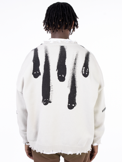 F3F Select Ghost Print Destroy Knit Sweater