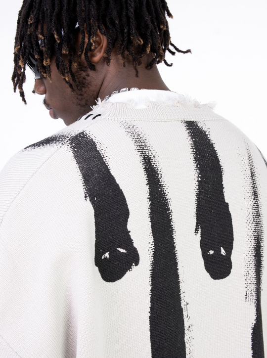F3F Select Ghost Print Destroy Knit Sweater