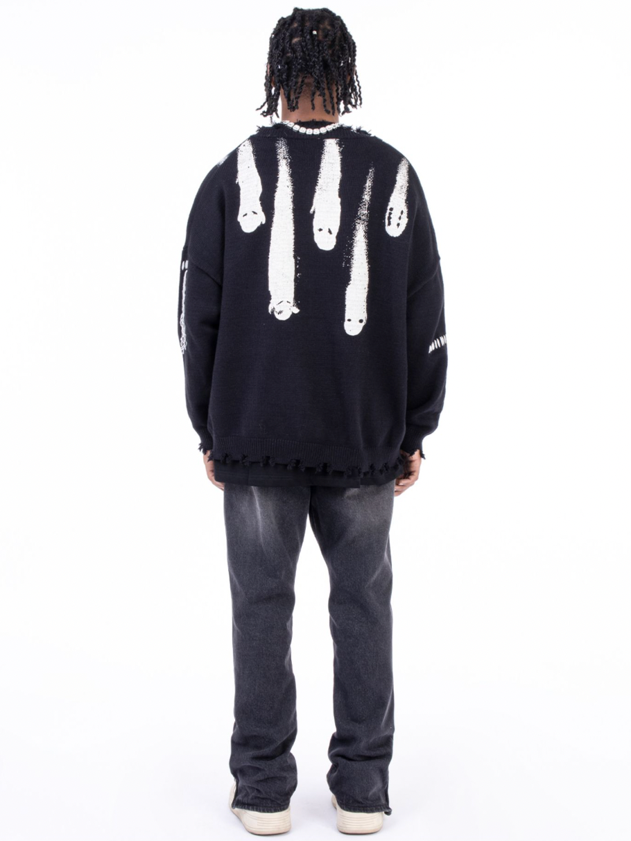 F3F Select Ghost Print Destroy Knit Sweater