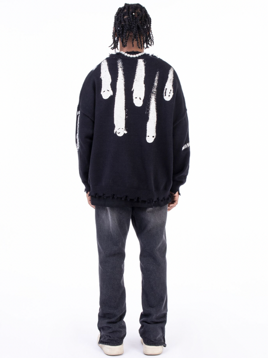 F3F Select Ghost Print Destroy Knit Sweater