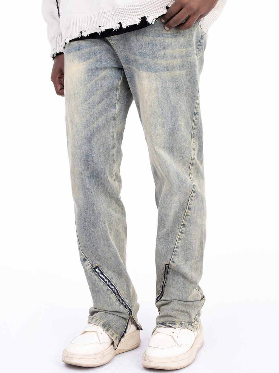 F3F Select Gradient Micro Flare Leg Zipper Jeans