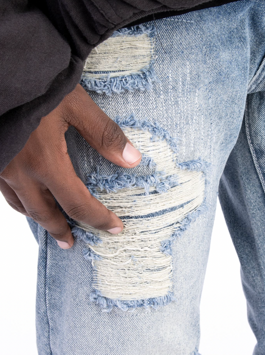 F3F Select Washed & Destroyed Design Jeans