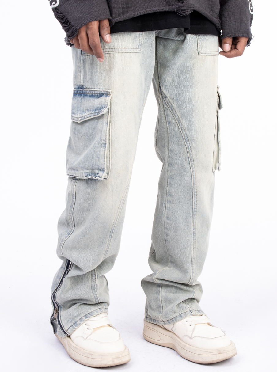 F3F Select Washed Micro Stretch Leg Zipper Jeans