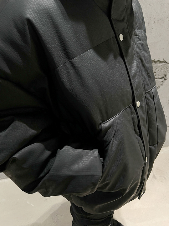 F3F Select Solid Color PU Leather Padded Jacket