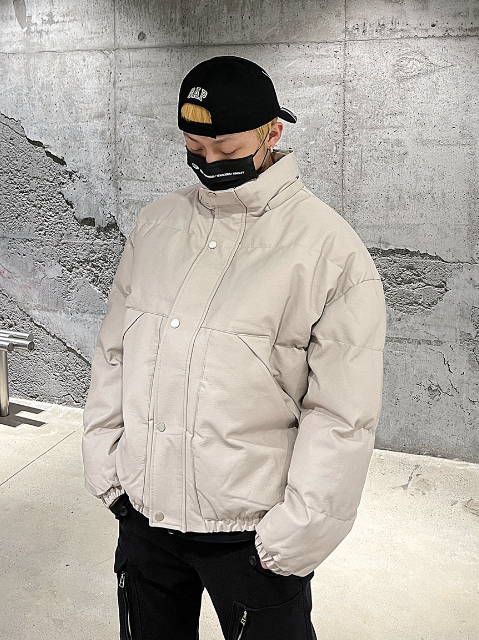 F3F Select Solid Color PU Leather Padded Jacket