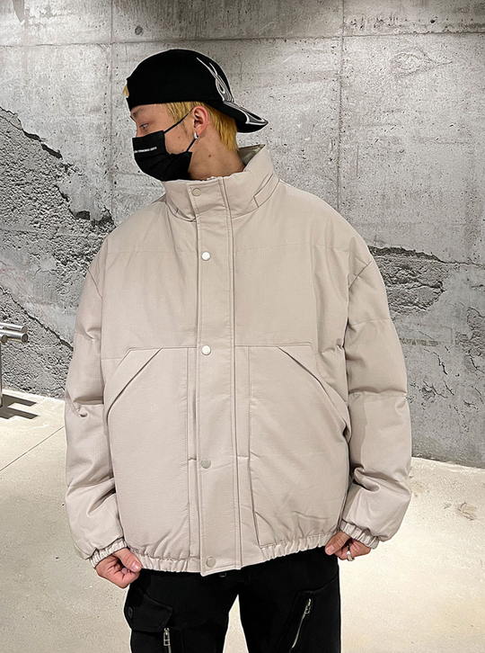 F3F Select Solid Color PU Leather Padded Jacket