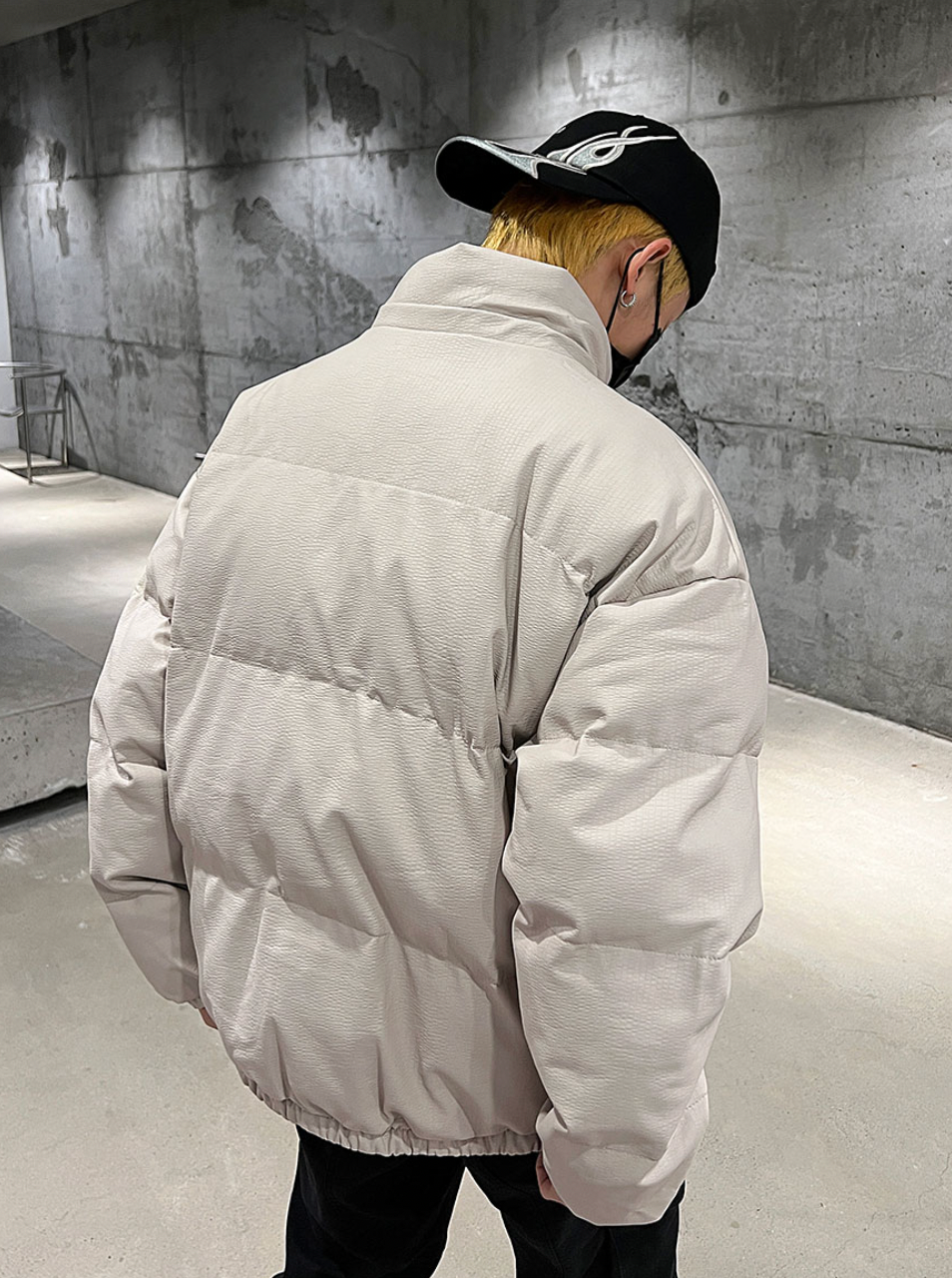 F3F Select Solid Color PU Leather Padded Jacket