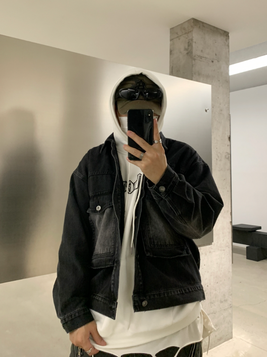 F3F Select Zipper Fake Pockets Workwear Denim Jacket