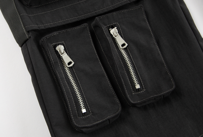F2CE Nylon Multi Pocket Micro Flare Straight Leg Zipper Pants