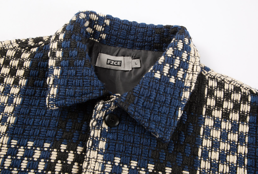 F2CE Tartan Tweed Plaid Shirt Jacket