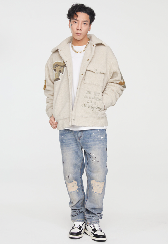 F2CE Logo Embroidery Sherpa Fleece Jacket
