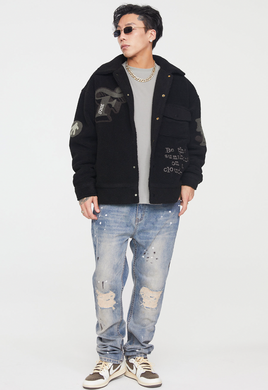 F2CE Logo Embroidery Sherpa Fleece Jacket