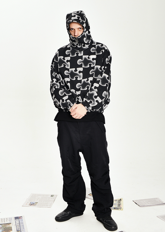 YADcrew Full Print Puzzle Half Zip Hoodie