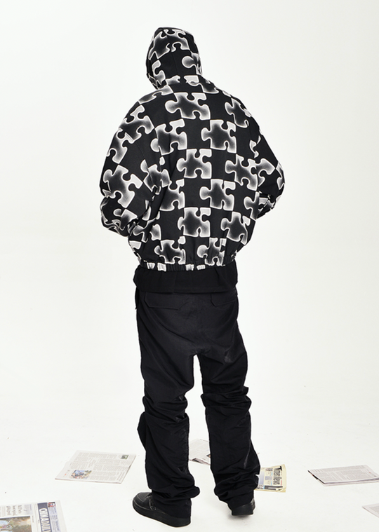 YADcrew Full Print Puzzle Half Zip Hoodie