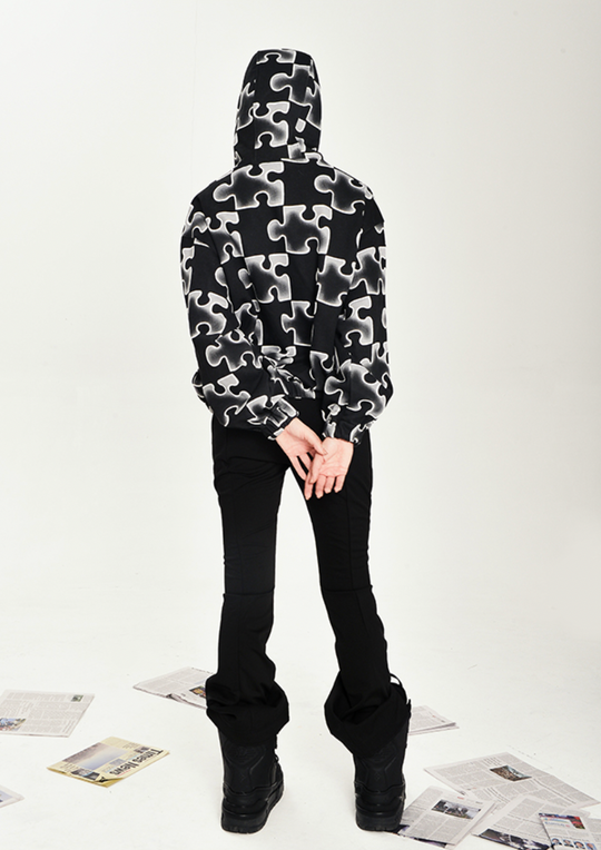 YADcrew Full Print Puzzle Half Zip Hoodie