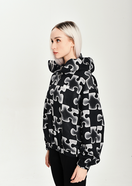 YADcrew Full Print Puzzle Half Zip Hoodie