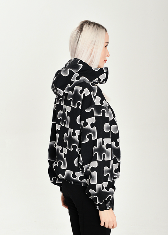 YADcrew Full Print Puzzle Half Zip Hoodie