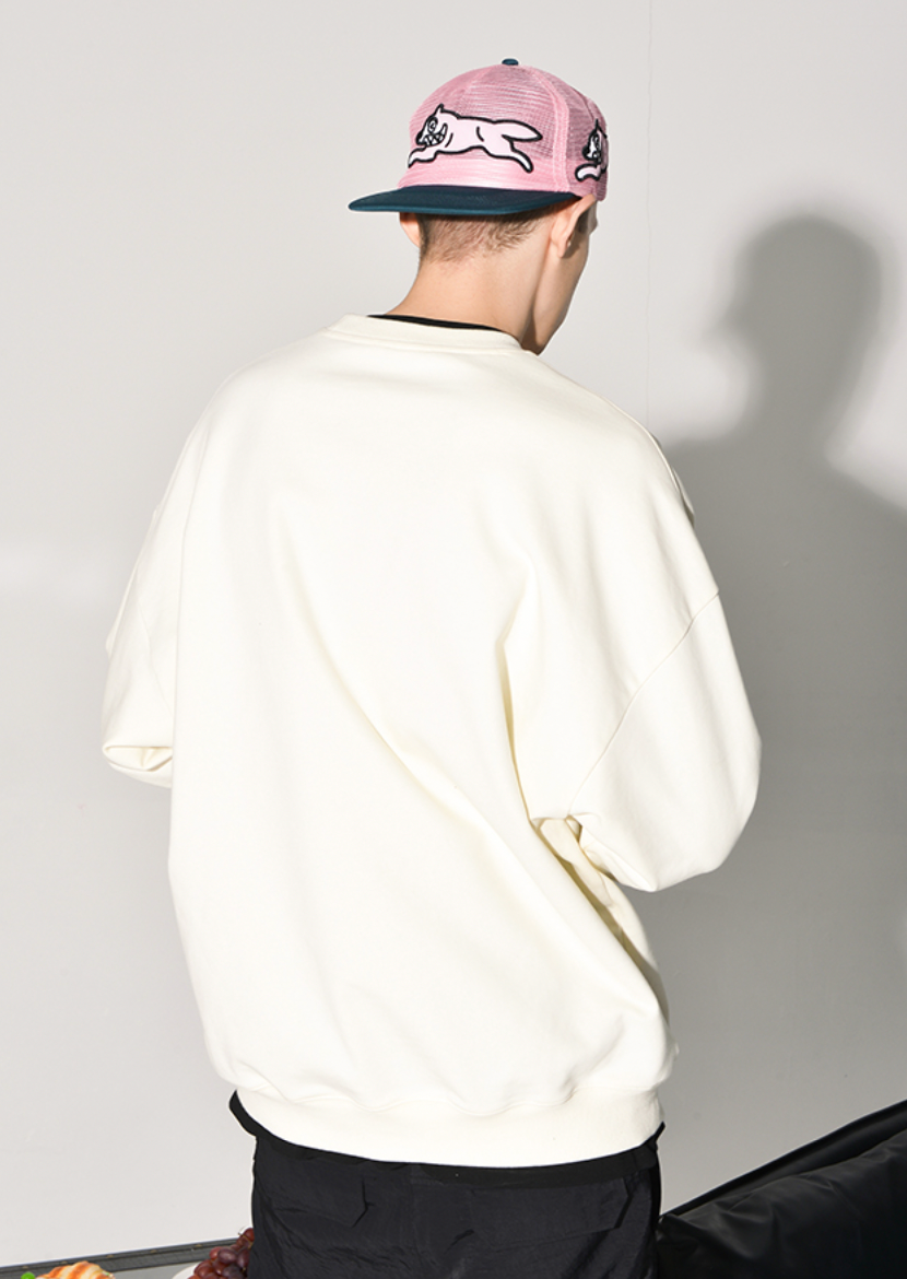 YADcrew Rabbit Patch Leather Embroidered Sweatshirt