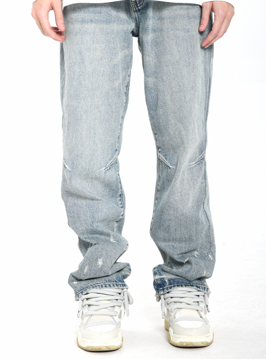 YADcrew Puzzle Embroidery Washed Jeans