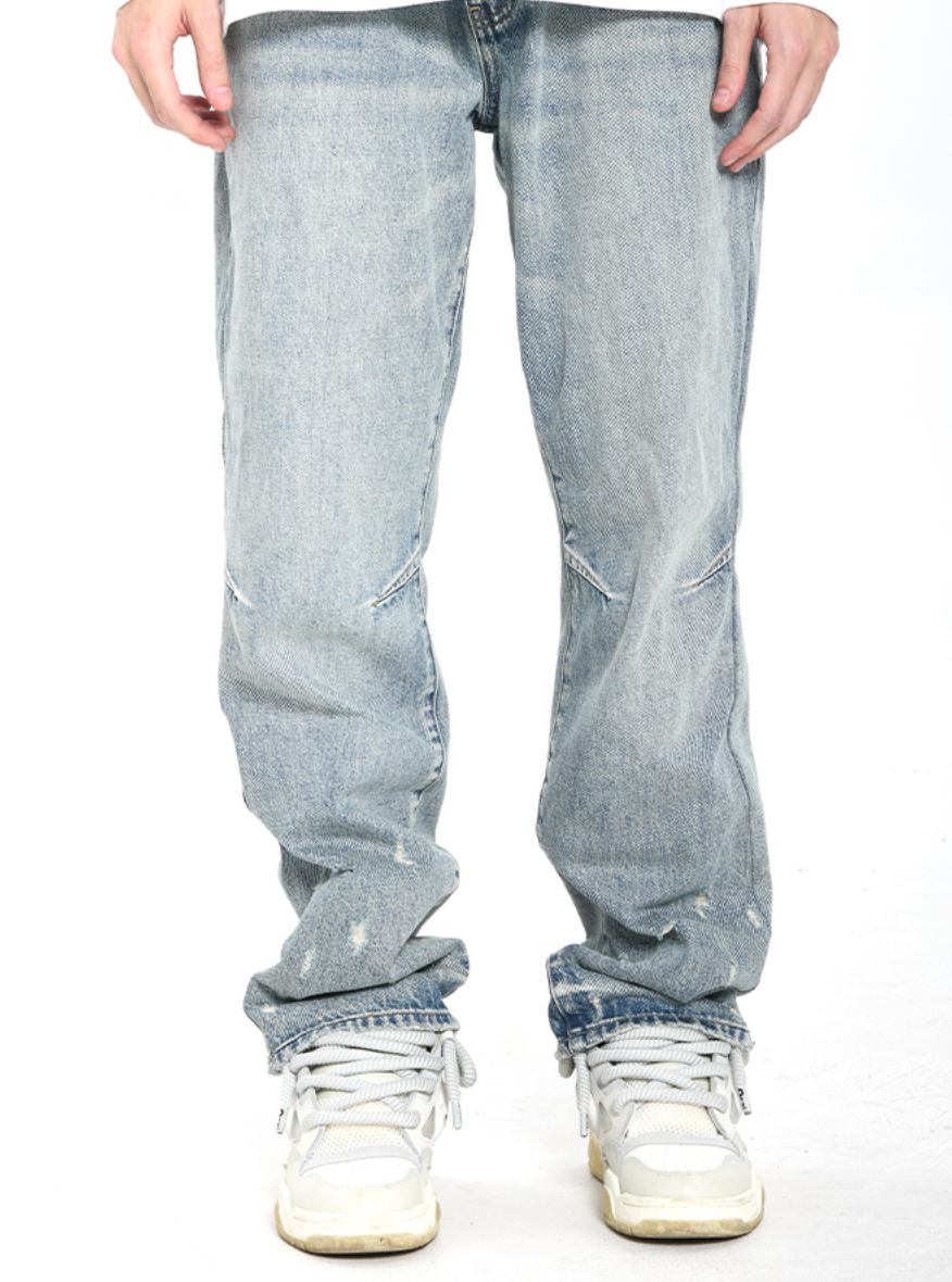 YADcrew Puzzle Embroidery Washed Jeans