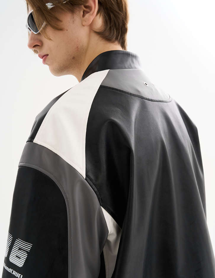 Harsh and Cruel Colorblock Faux Leather Racing Jacket