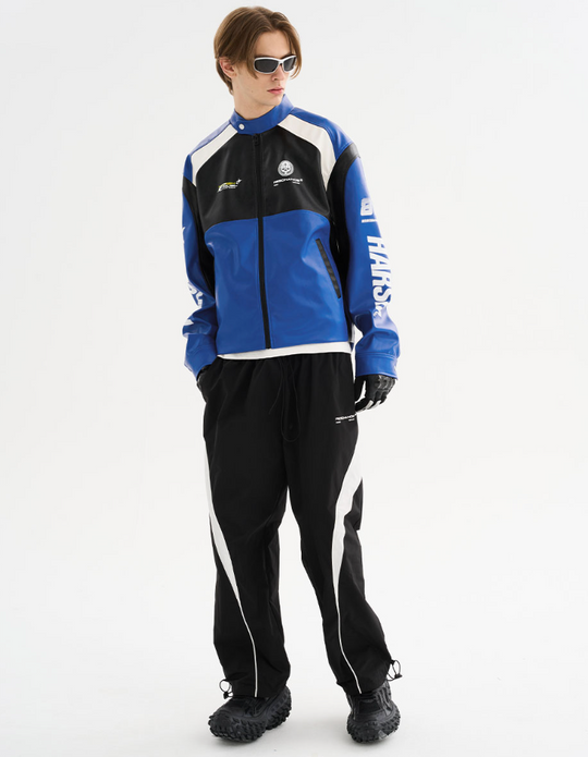 Harsh and Cruel Colorblock Faux Leather Racing Jacket