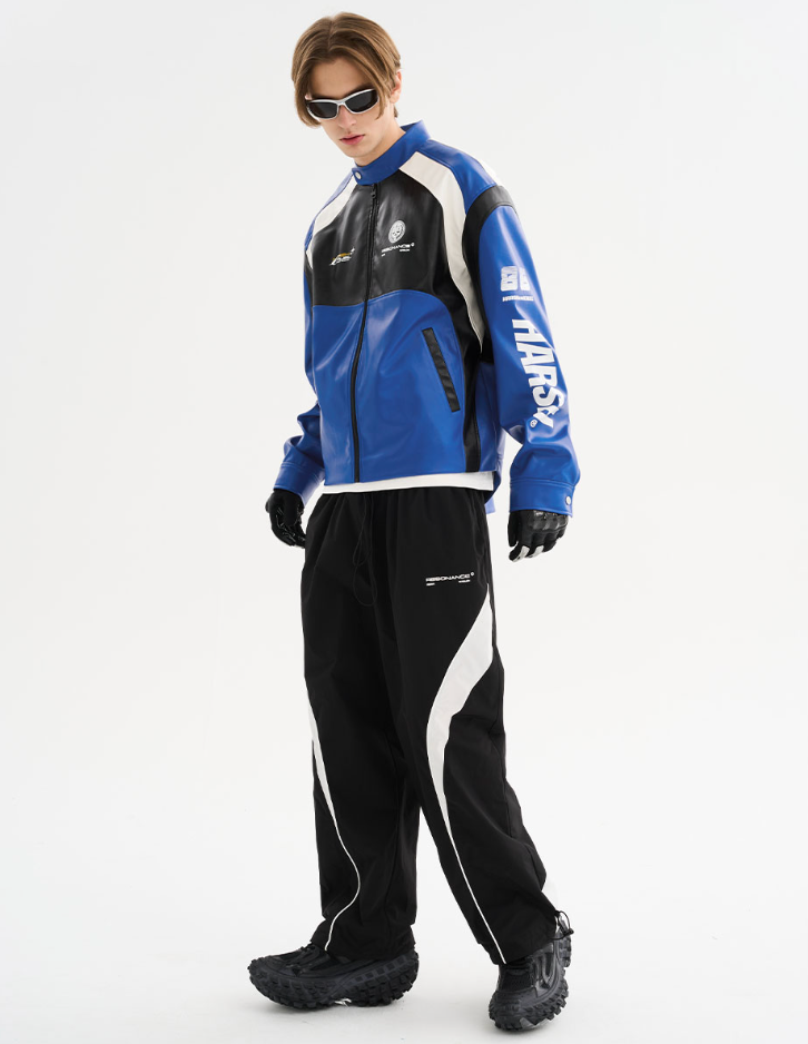 Harsh and Cruel Colorblock Faux Leather Racing Jacket