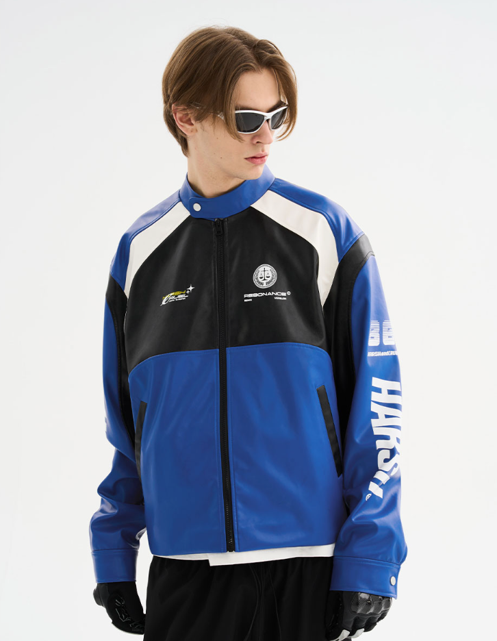 Harsh and Cruel Colorblock Faux Leather Racing Jacket