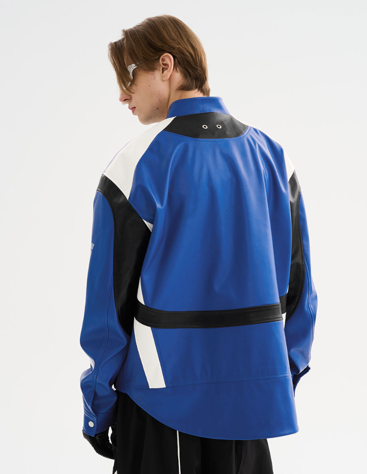 Harsh and Cruel Colorblock Faux Leather Racing Jacket