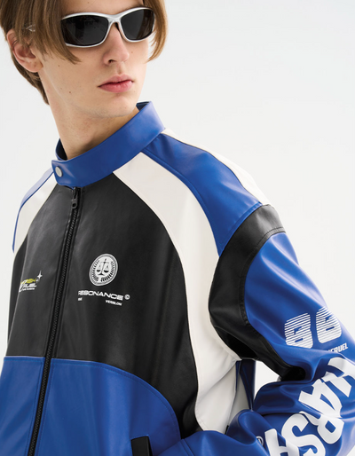 Harsh and Cruel Colorblock Faux Leather Racing Jacket