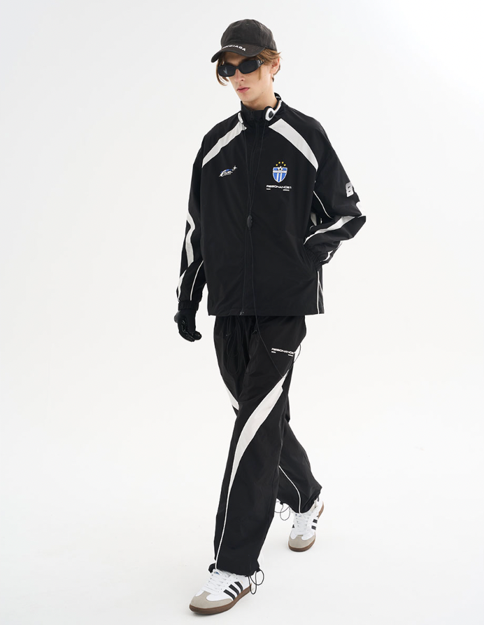 Harsh and Cruel Splicing Loose Crest Logo Jacket