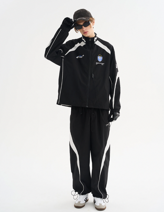 Harsh and Cruel Splicing Loose Crest Logo Jacket