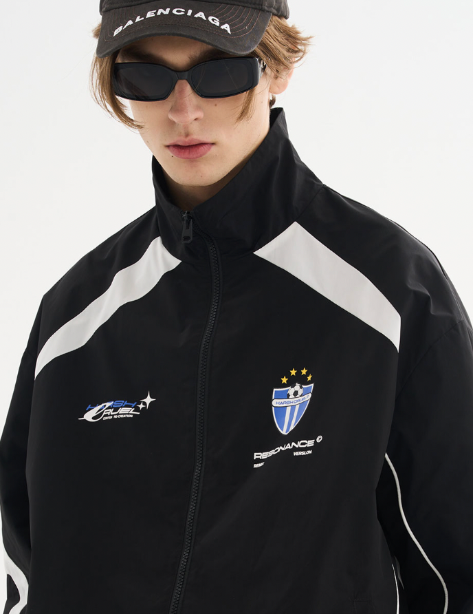 Harsh and Cruel Splicing Loose Crest Logo Jacket