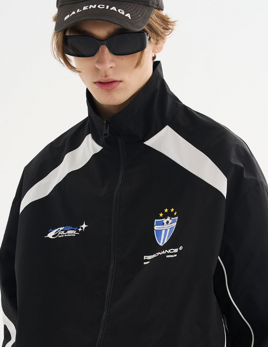 Harsh and Cruel Splicing Loose Crest Logo Jacket