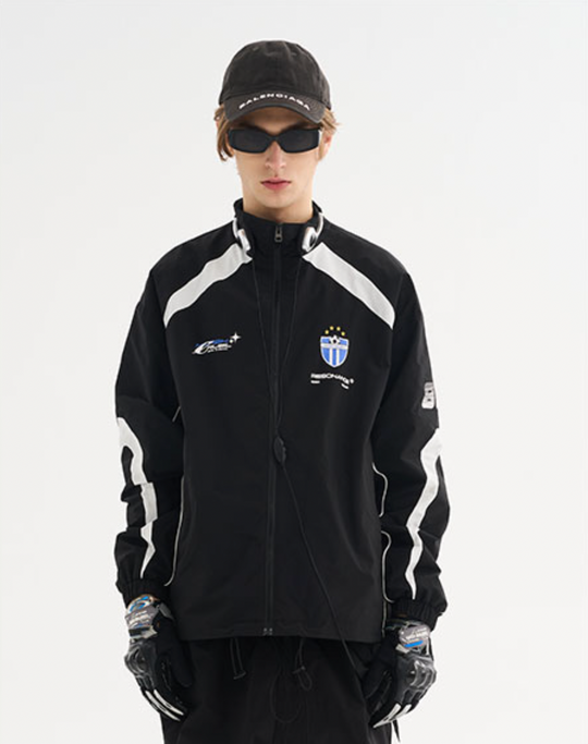 Harsh and Cruel Splicing Loose Crest Logo Jacket