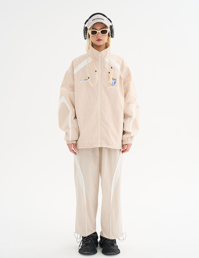 Harsh and Cruel Splicing Loose Crest Logo Jacket