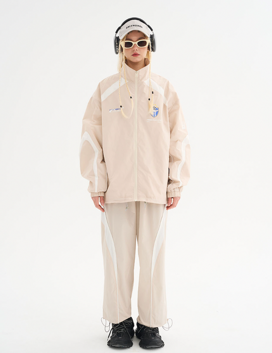 Harsh and Cruel Splicing Loose Crest Logo Jacket