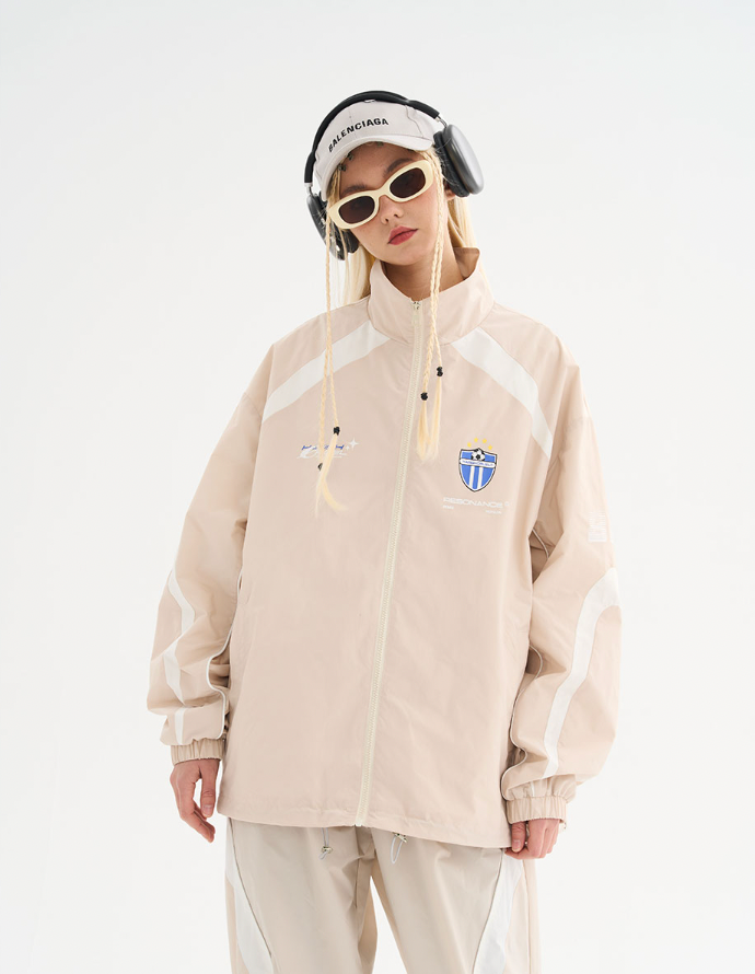 Harsh and Cruel Splicing Loose Crest Logo Jacket