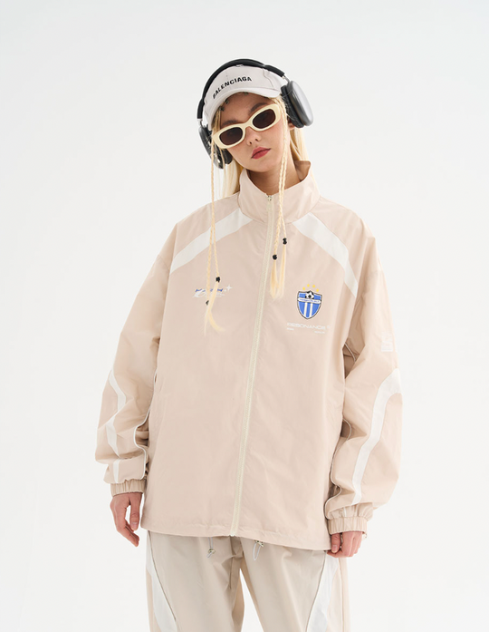 Harsh and Cruel Splicing Loose Crest Logo Jacket