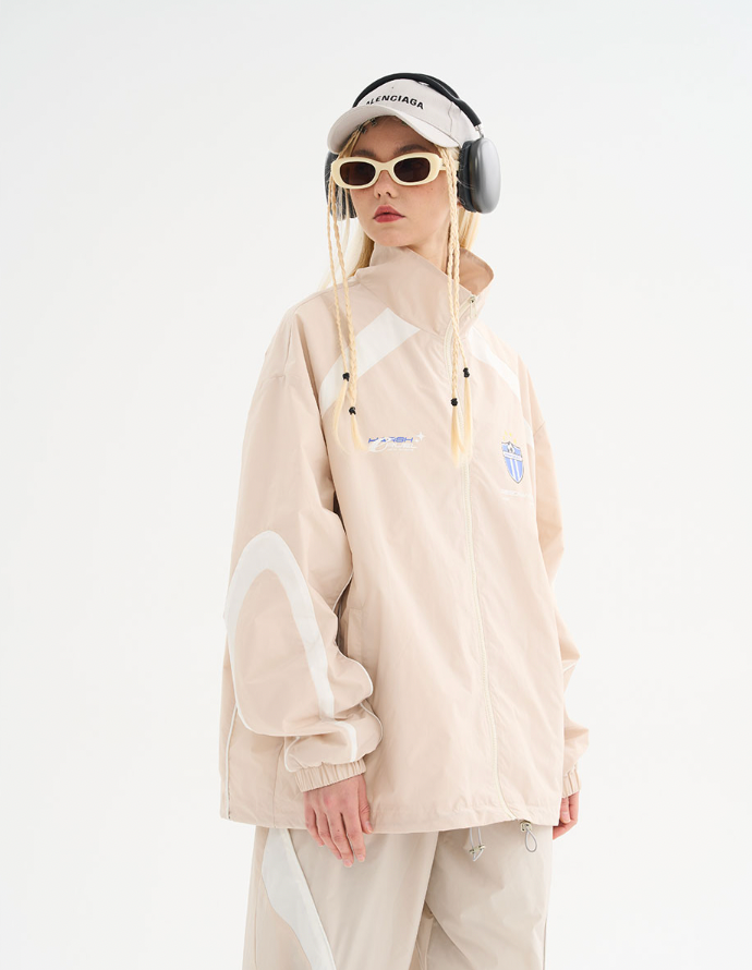 Harsh and Cruel Splicing Loose Crest Logo Jacket